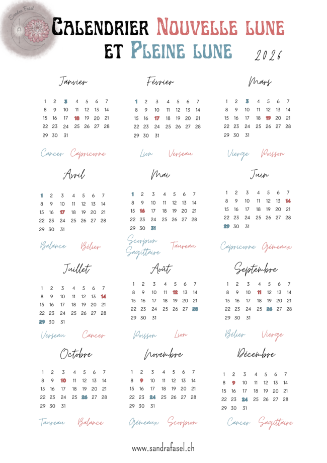 Calendrier lunaire 2026